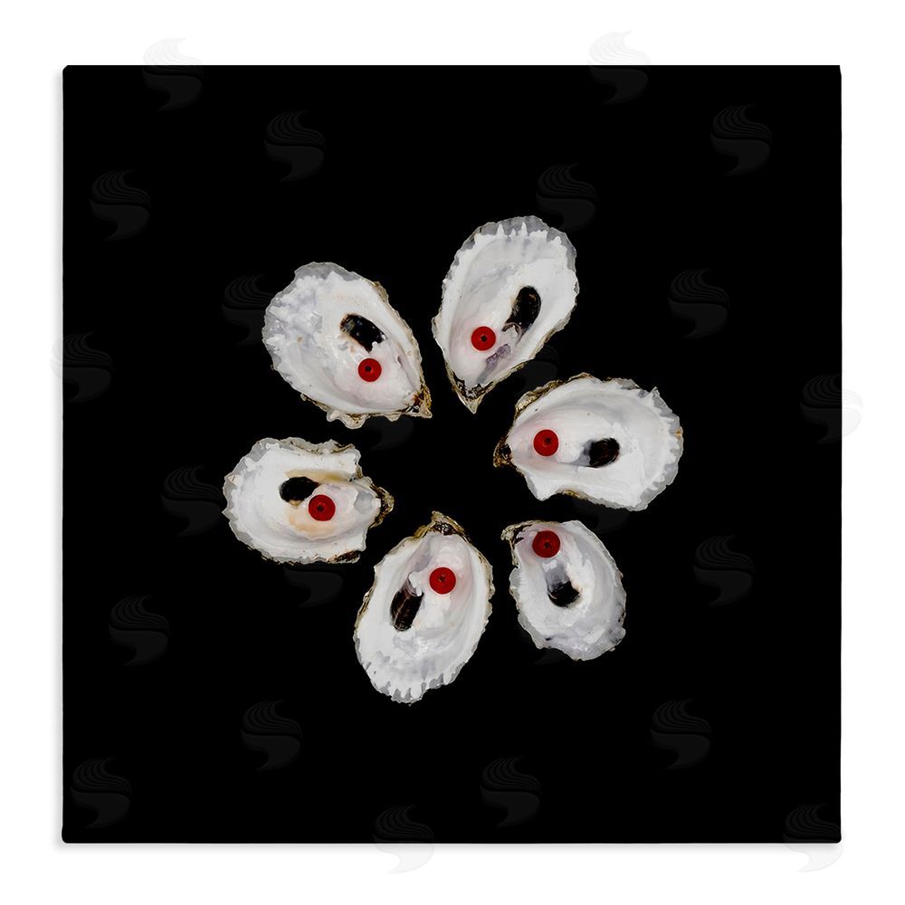 Beth Adoette Oyster Shells Symmetry Stretched Canvas Wall Art Print