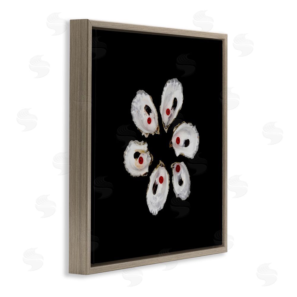 Beth Adoette Oyster Shells Symmetry Brown Floating Frame Canvas Wall Art Print