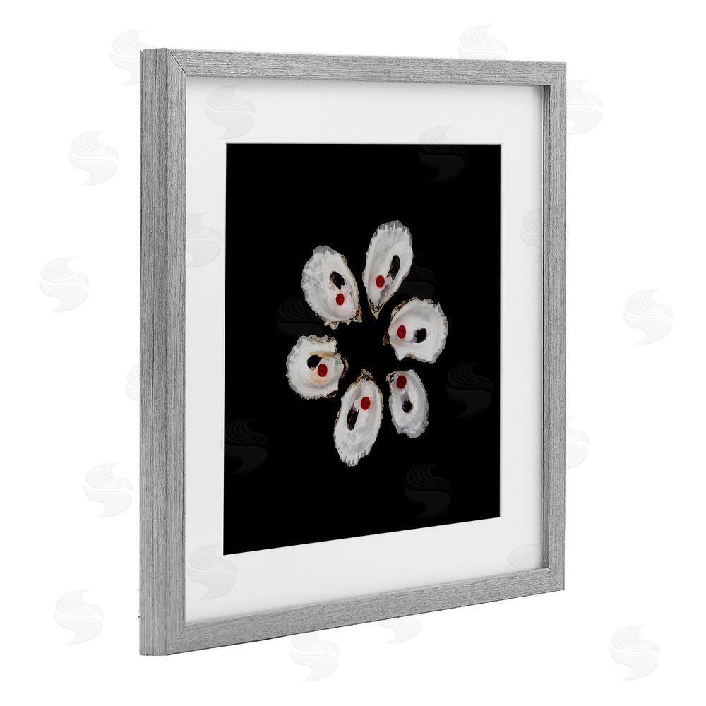 Beth Adoette Oyster Shells Symmetry Gray Framed Print Under Glass Wall Art