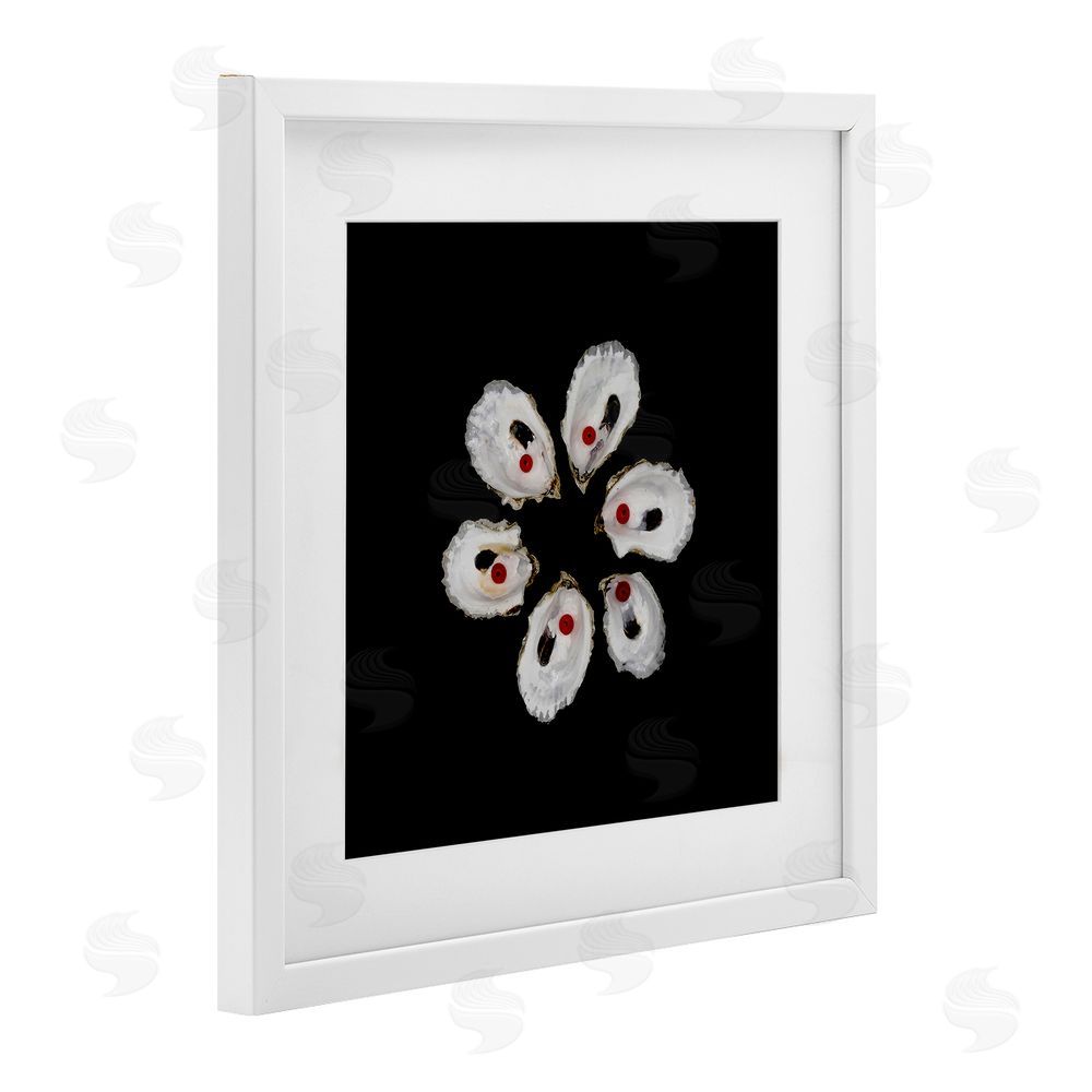 Beth Adoette Oyster Shells Symmetry White Framed Print Under Glass Wall Art