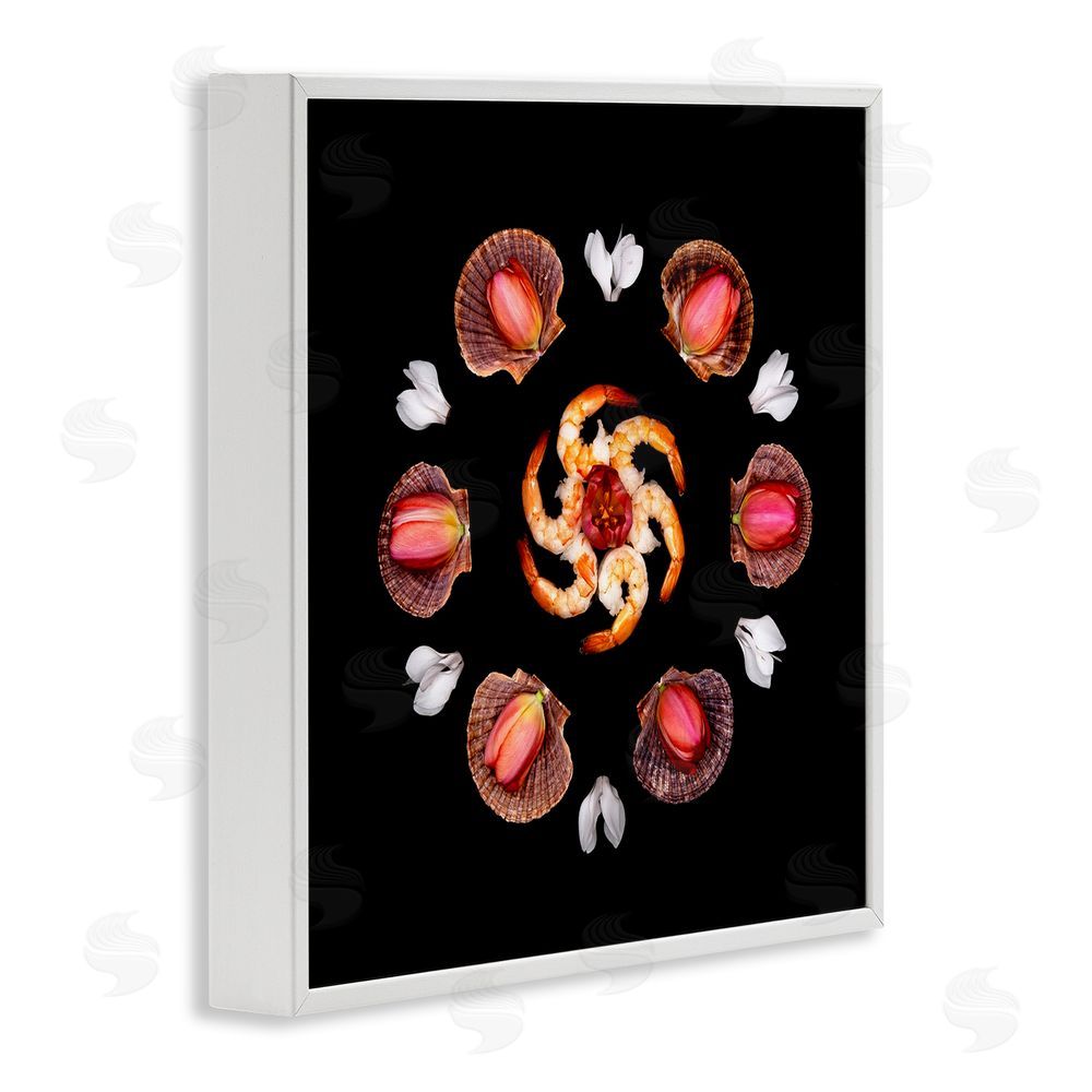Beth Adoette Seashells & Tulips Symmetry White Framed Giclee Wall Art Print