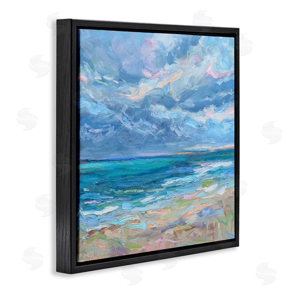 Cindy Vener Lavender Gray Day Beach Black Floating Frame Canvas Wall Art Print