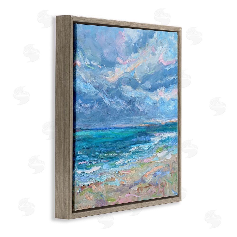 Cindy Vener Lavender Gray Day Beach Brown Floating Frame Canvas Wall Art Print