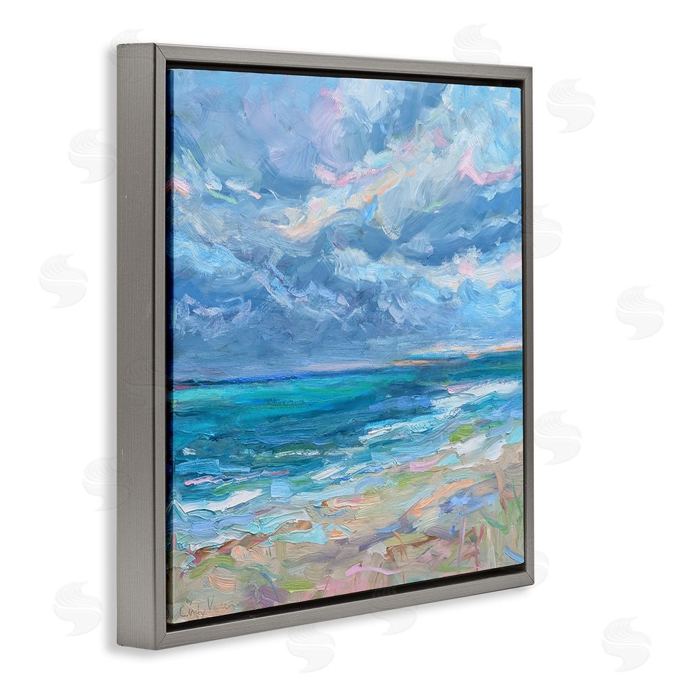 Cindy Vener Lavender Gray Day Beach Gray Floating Frame Canvas Wall Art Print