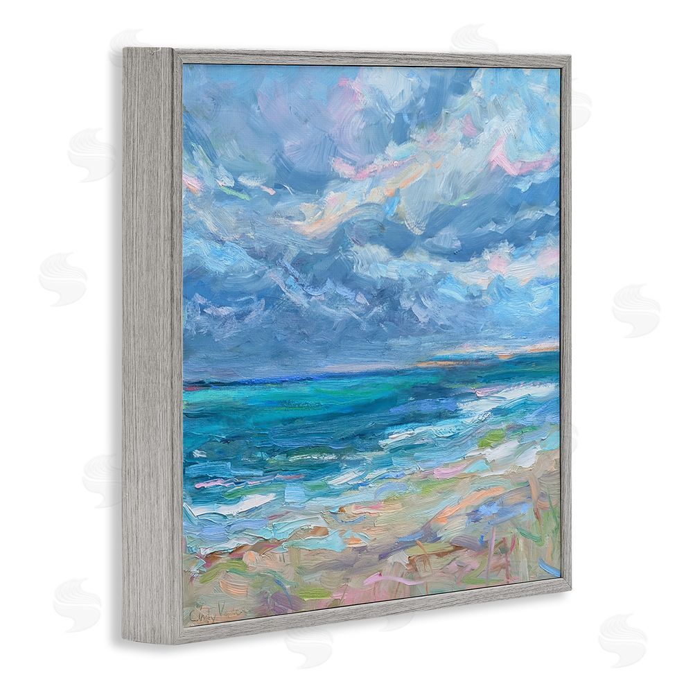 Cindy Vener Lavender Gray Day Beach Gray Framed Giclee Wall Art Print