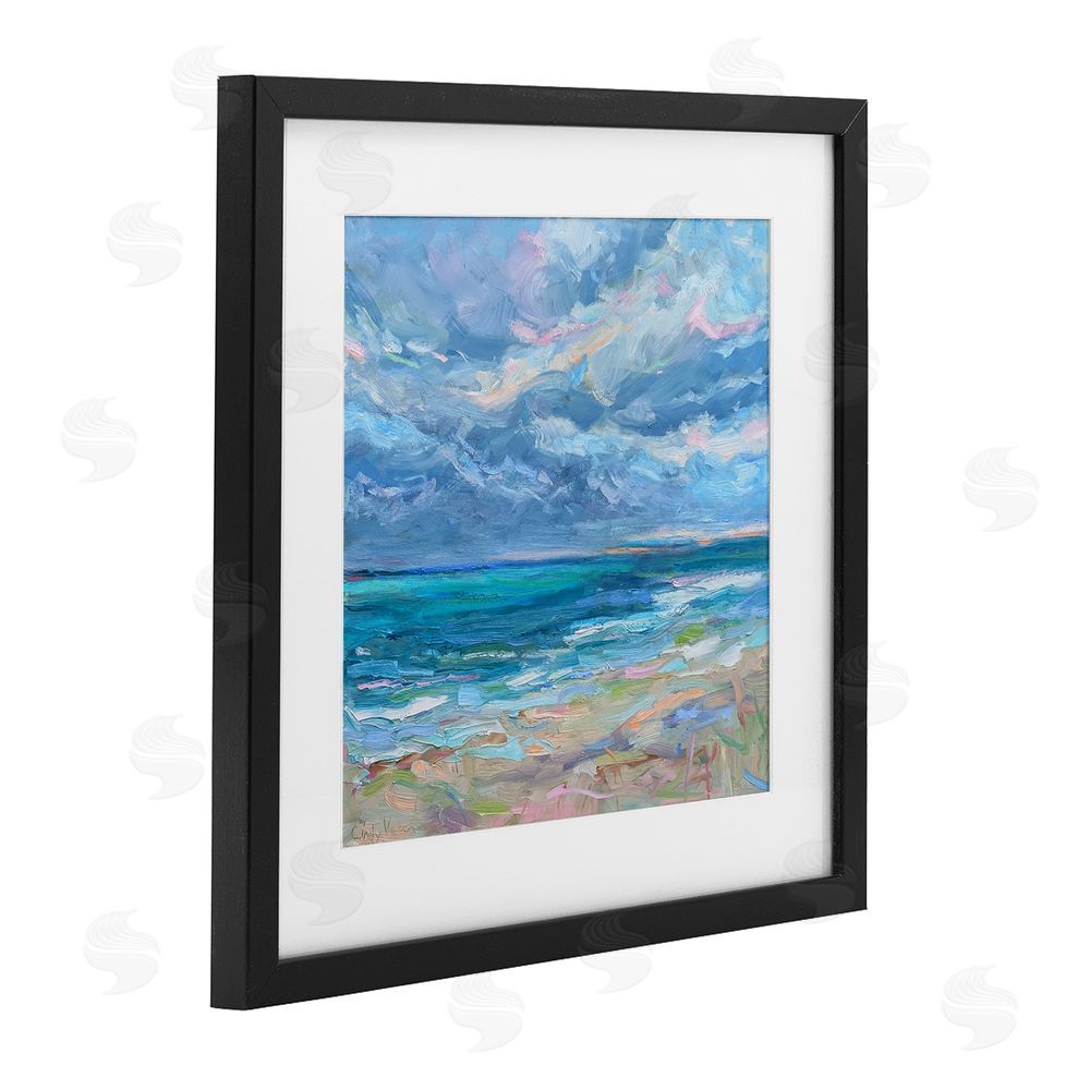 Cindy Vener Lavender Gray Day Beach Black Framed Print Under Glass Wall Art