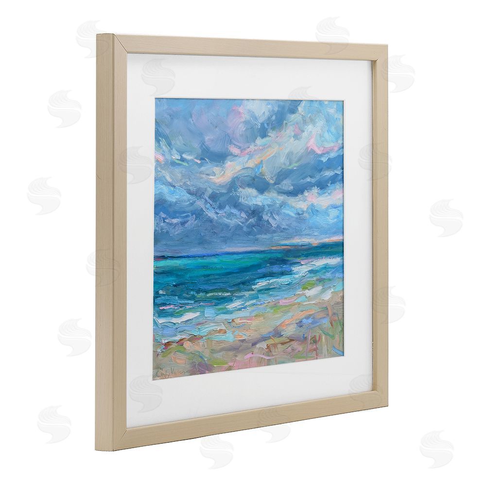 Cindy Vener Lavender Gray Day Beach Brown Framed Print Under Glass Wall Art