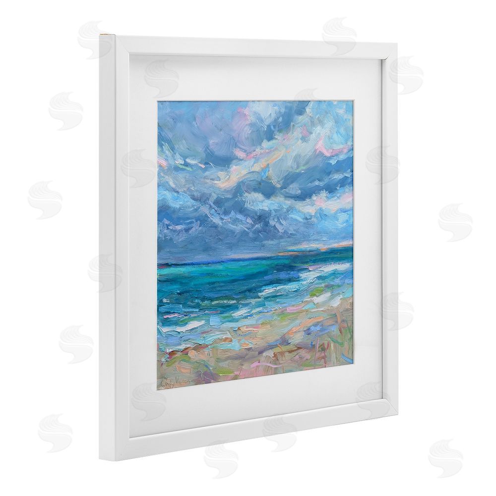 Cindy Vener Lavender Gray Day Beach White Framed Print Under Glass Wall Art