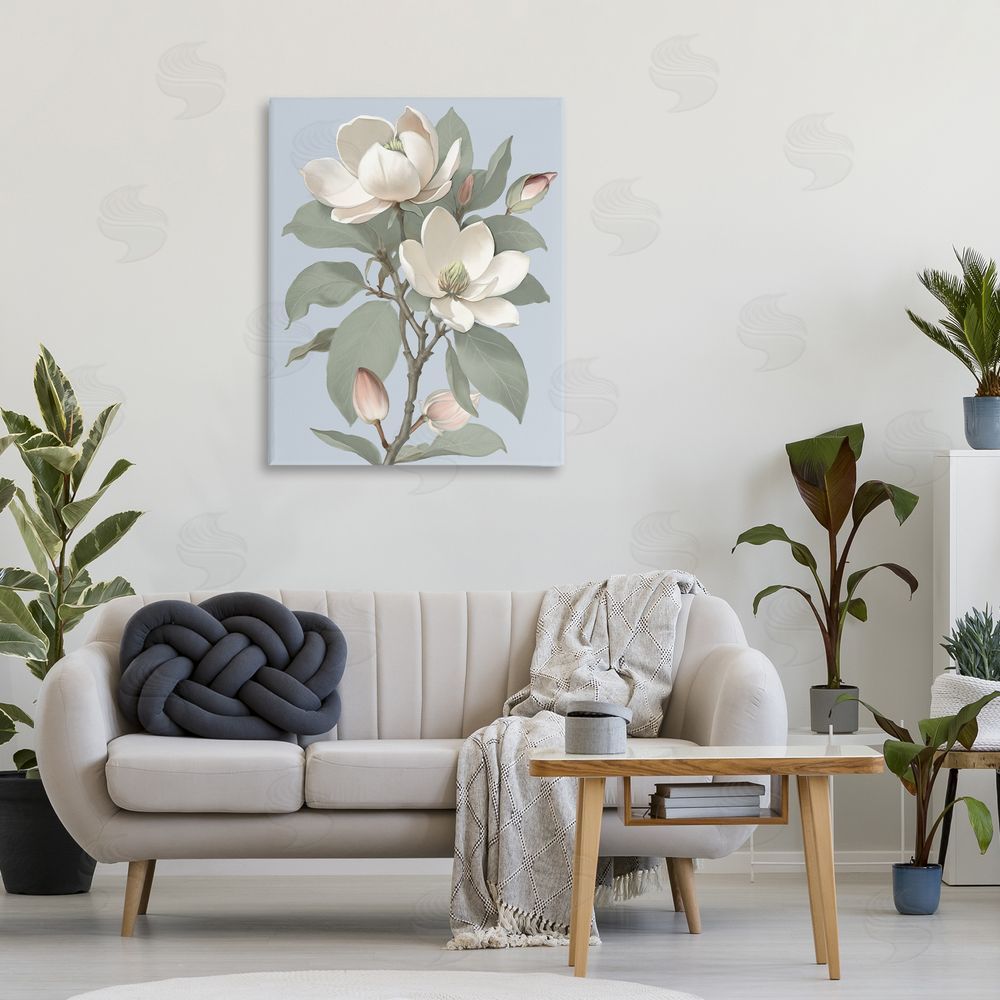 Elizabeth Medley Magnolia Pair on Soft Blue
