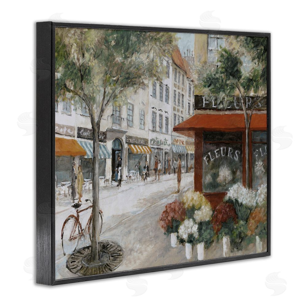 Lorenzo Collective Vintage Flower Shop on Busy Street Black Framed Giclee Wall Art Print
