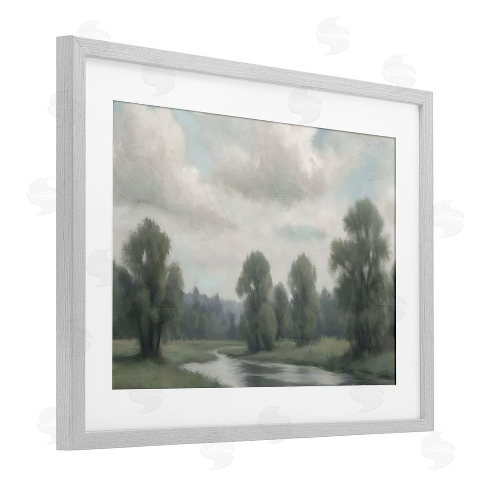 Elizabeth Medley Along The Pond Muted Atmosphere Gray Framed Print Under Glass Wall Art