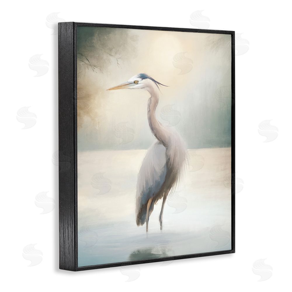 Elizabeth Medley Mystical Heron at Dawn Black Framed Giclee Wall Art Print