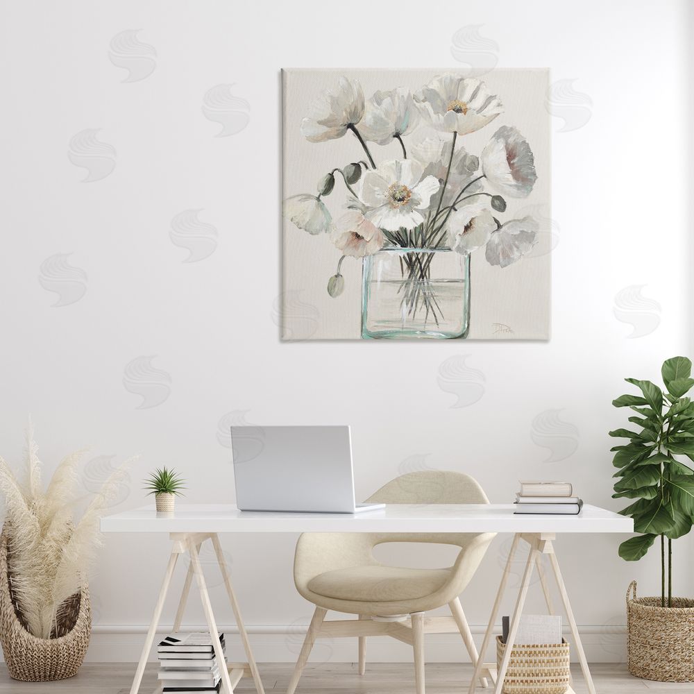 Patricia Pinto Delicate Poppies in Clear Vase Stretched Canvas Wall Art in Room