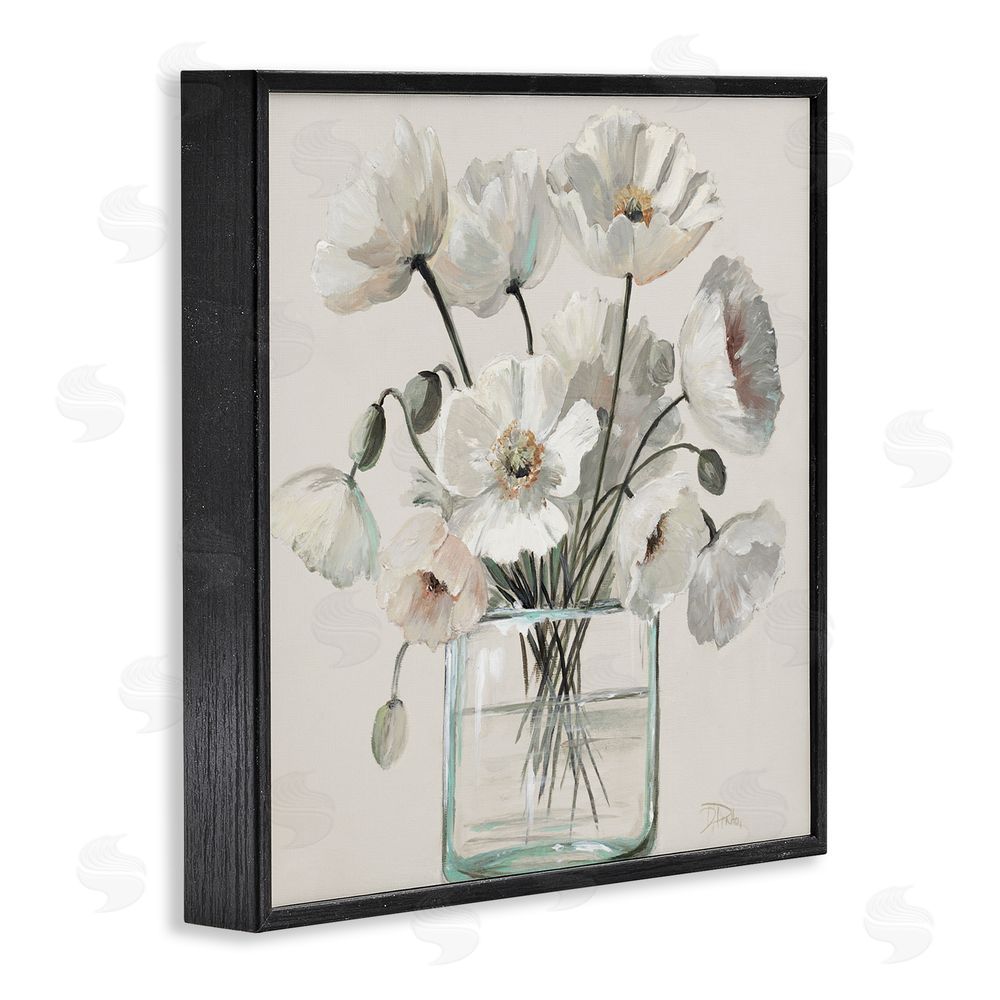 Patricia Pinto Delicate Poppies in Clear Vase Black Framed Giclee Wall Art Print