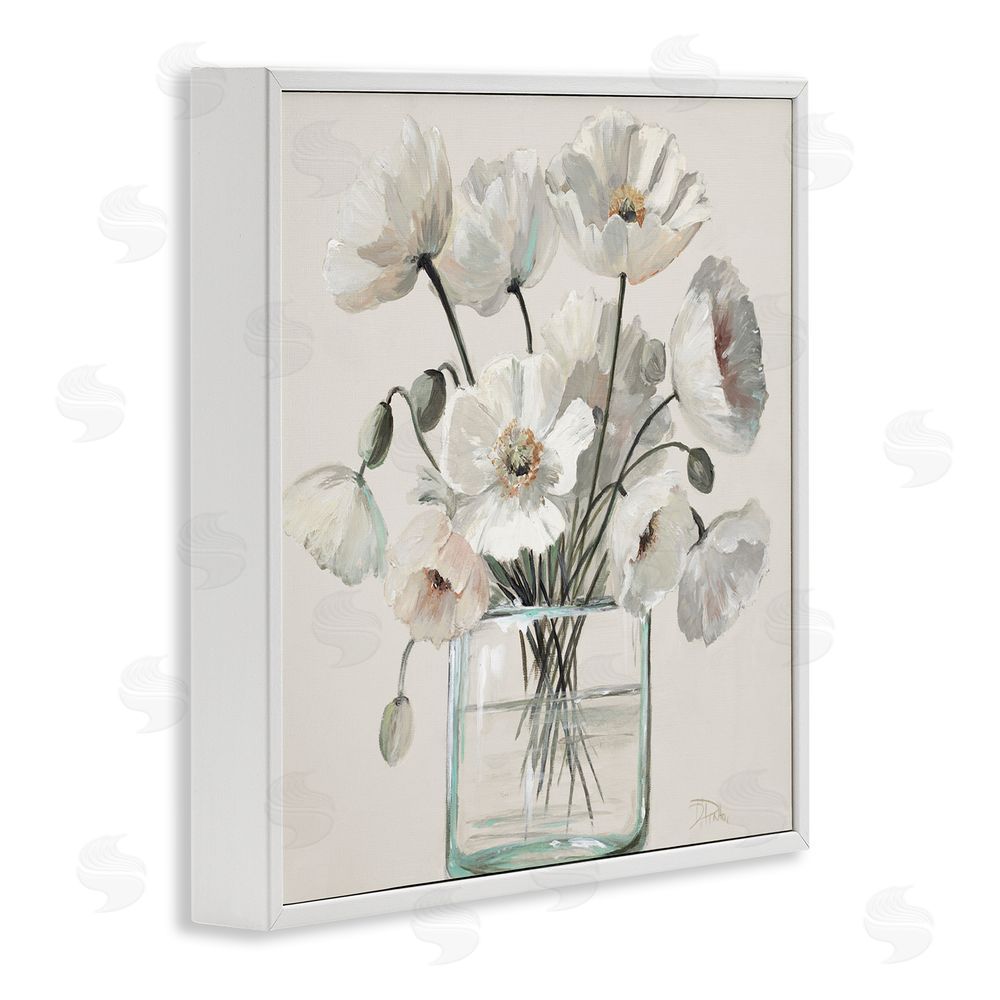 Patricia Pinto Delicate Poppies in Clear Vase White Framed Giclee Wall Art Print