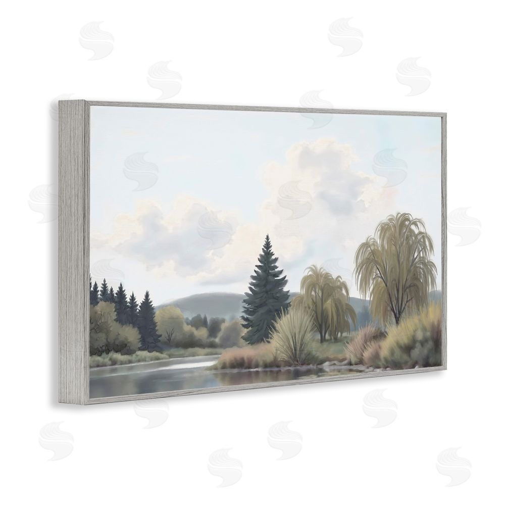 Elizabeth Medley Along The Stream Muted Atmosphere Gray Framed Giclee Wall Art Print