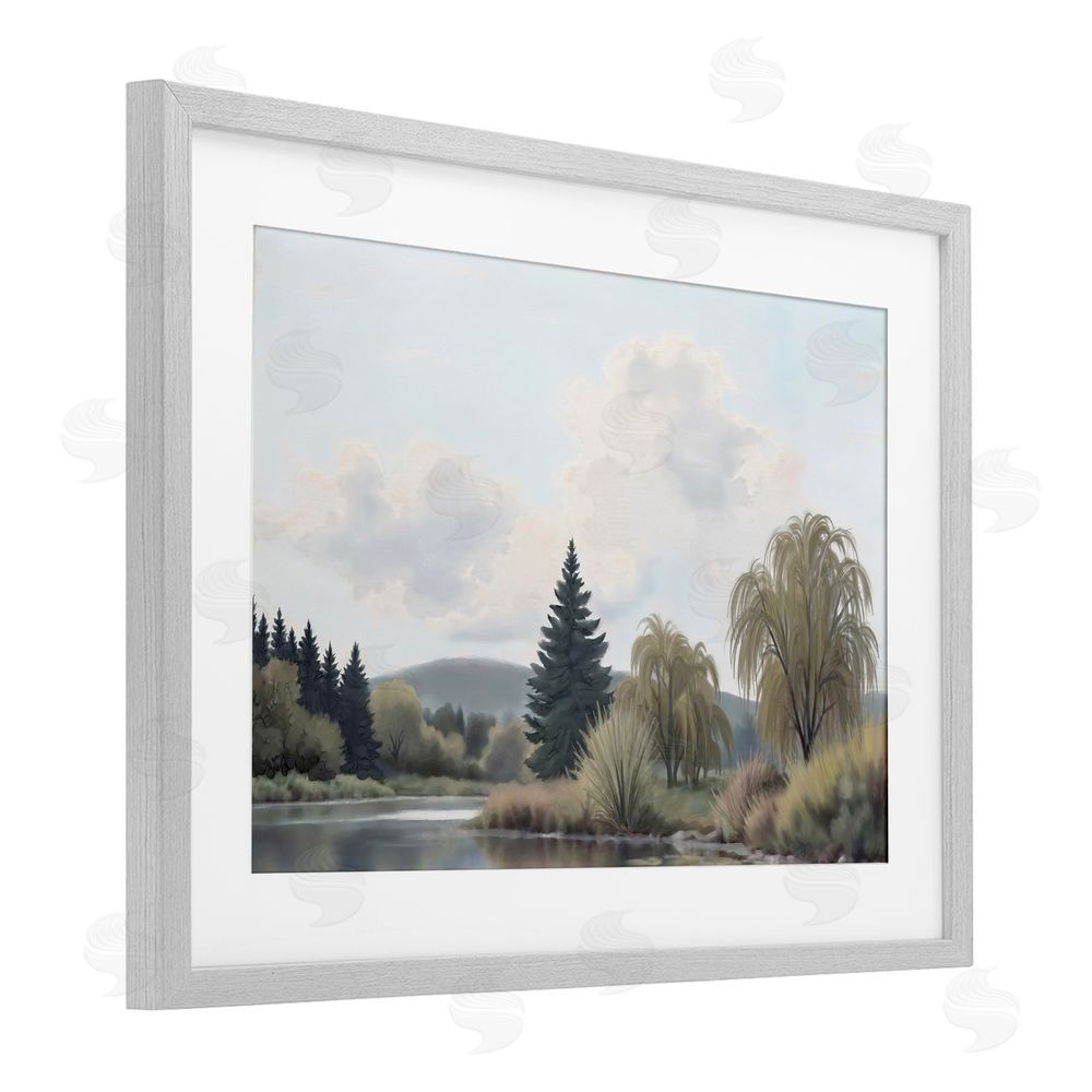 Elizabeth Medley Along The Stream Muted Atmosphere Gray Framed Print Under Glass Wall Art