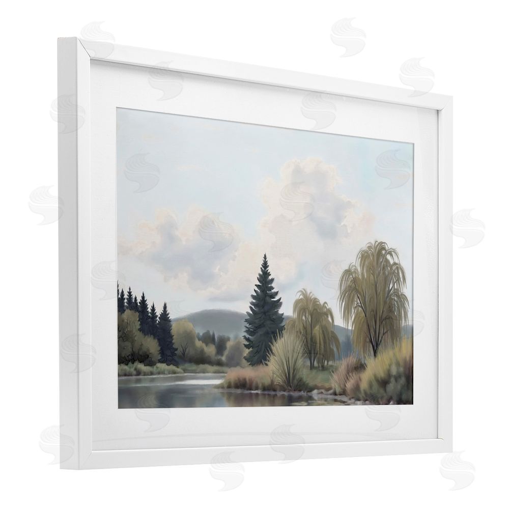 Elizabeth Medley Along The Stream Muted Atmosphere White Framed Print Under Glass Wall Art