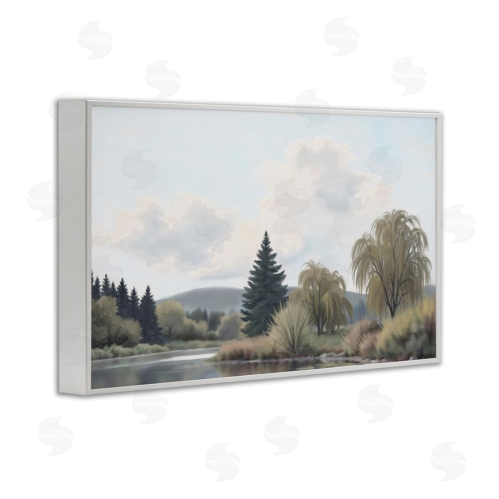 Elizabeth Medley Along The Stream Muted Atmosphere White Framed Giclee Wall Art Print