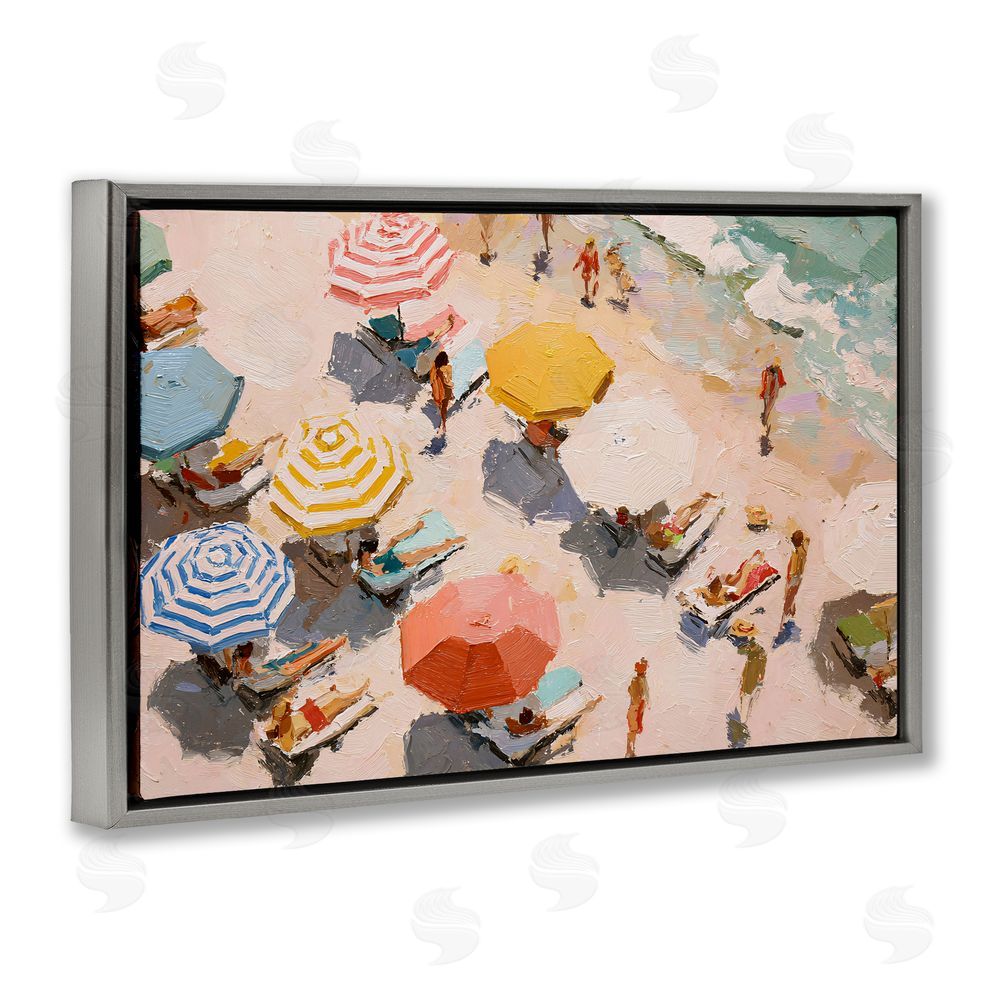 Jacky Ngan Summer Beach Fun Expression Gray Floating Frame Canvas Wall Art Print