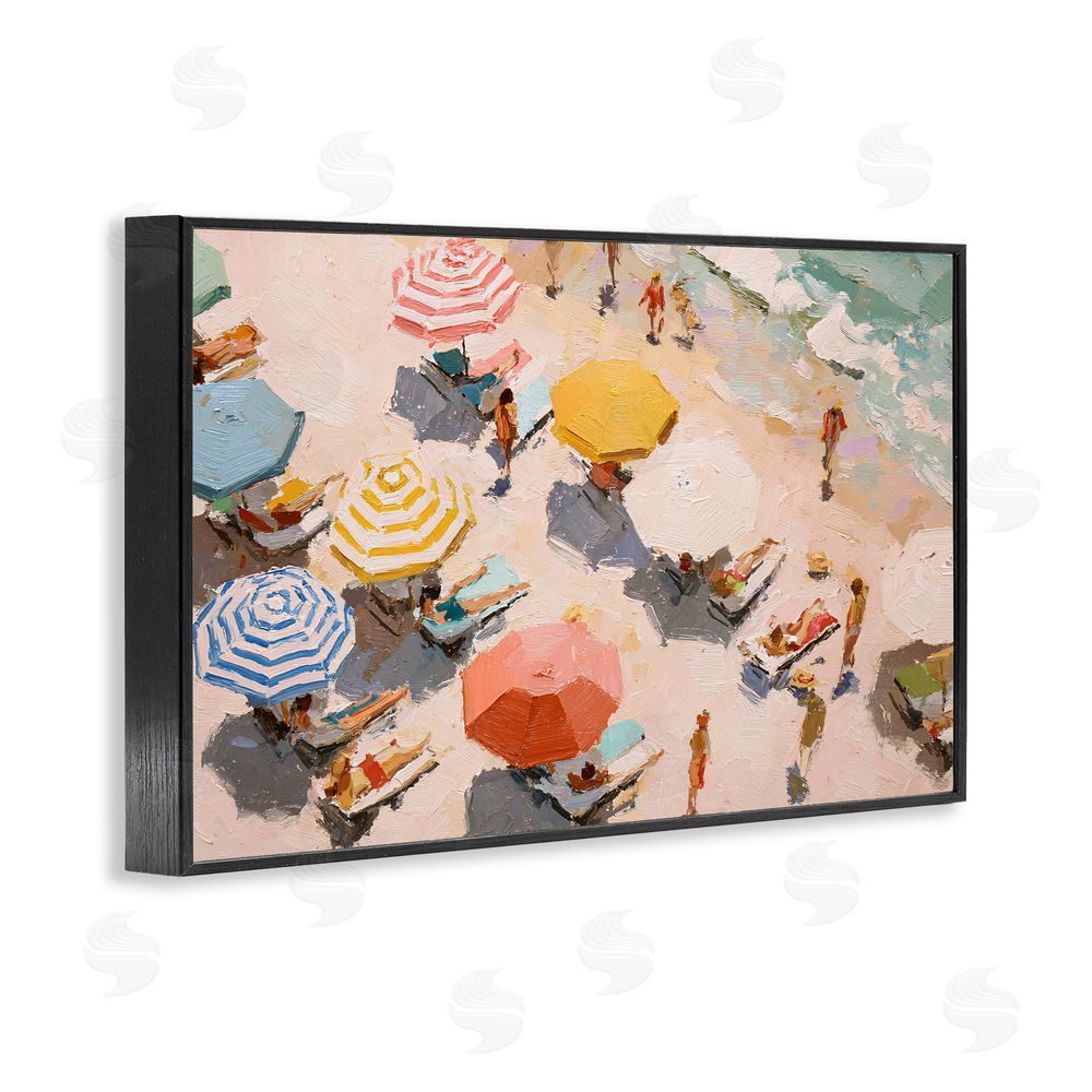 Jacky Ngan Summer Beach Fun Expression Black Framed Giclee Wall Art Print