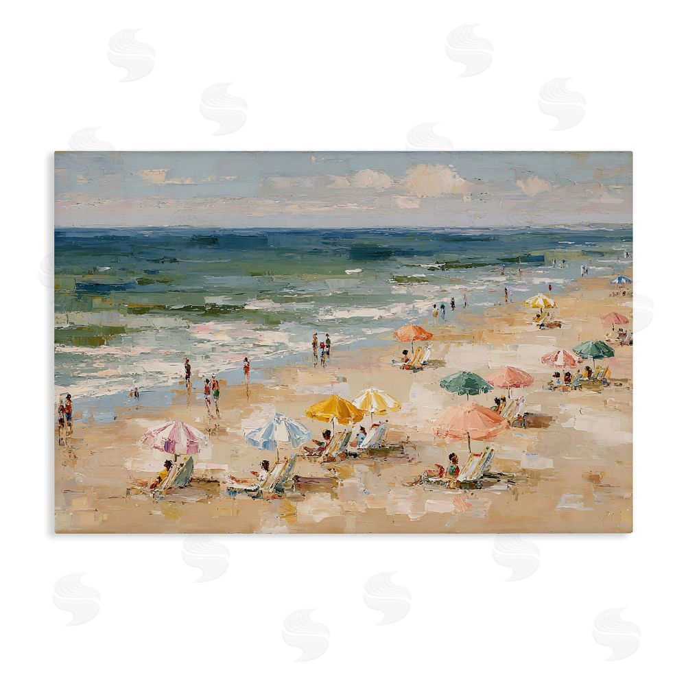 Jacky Ngan Impressionist Summer Beach Day Stretched Canvas Wall Art Print