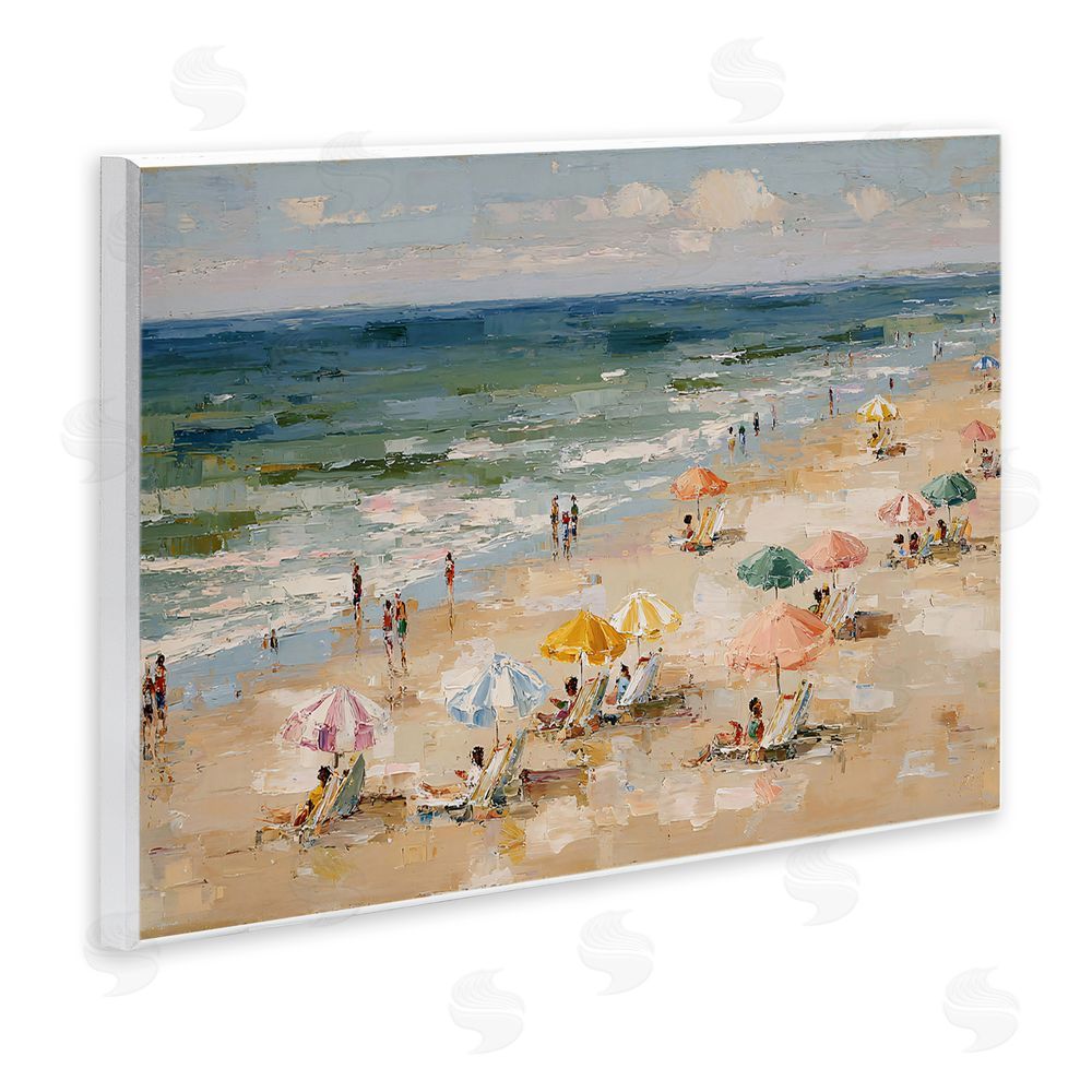 Jacky Ngan Impressionist Summer Beach Day Wooden Wall Plaque Art Print