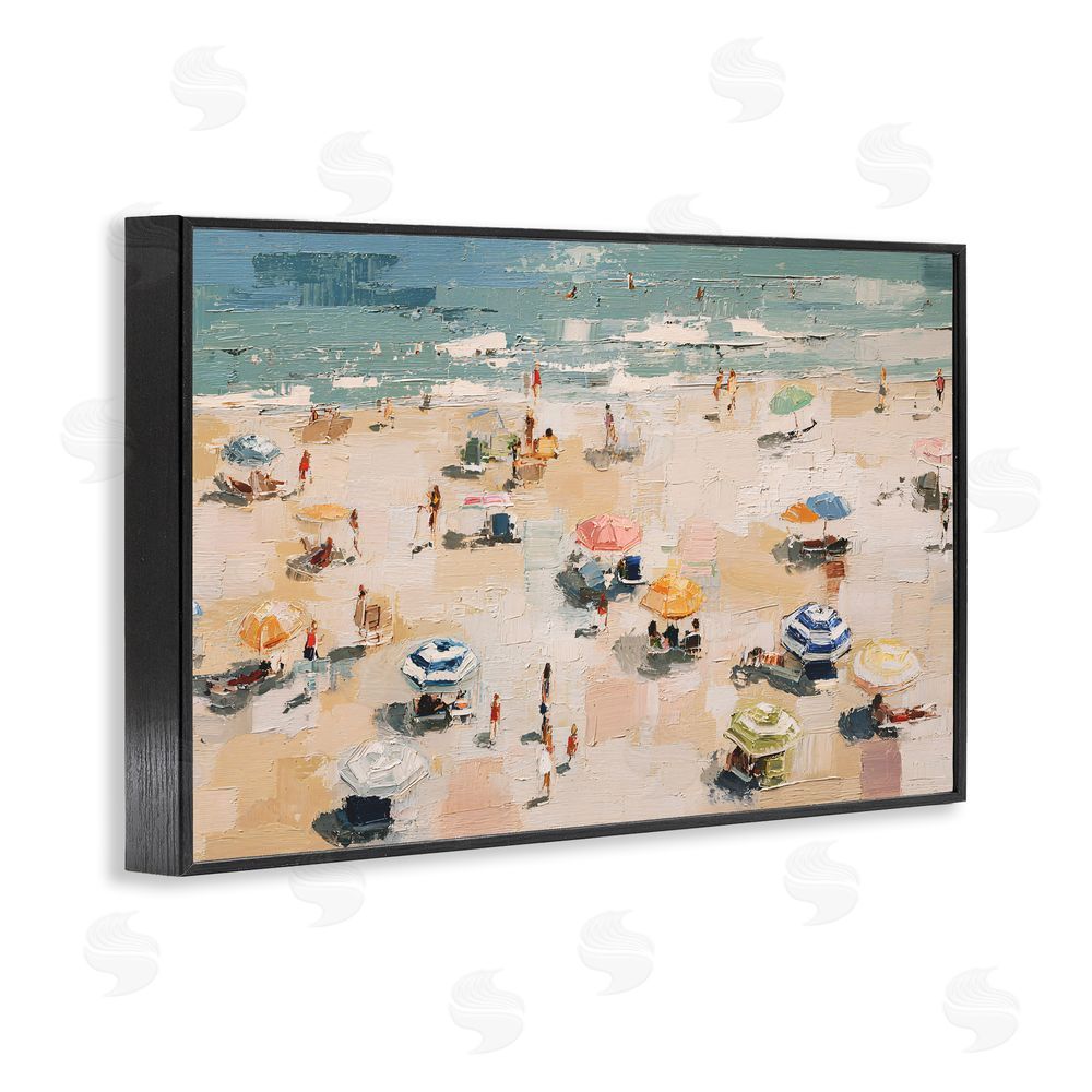 Jacky Ngan Summer Beachgoers Expression Black Framed Giclee Wall Art Print