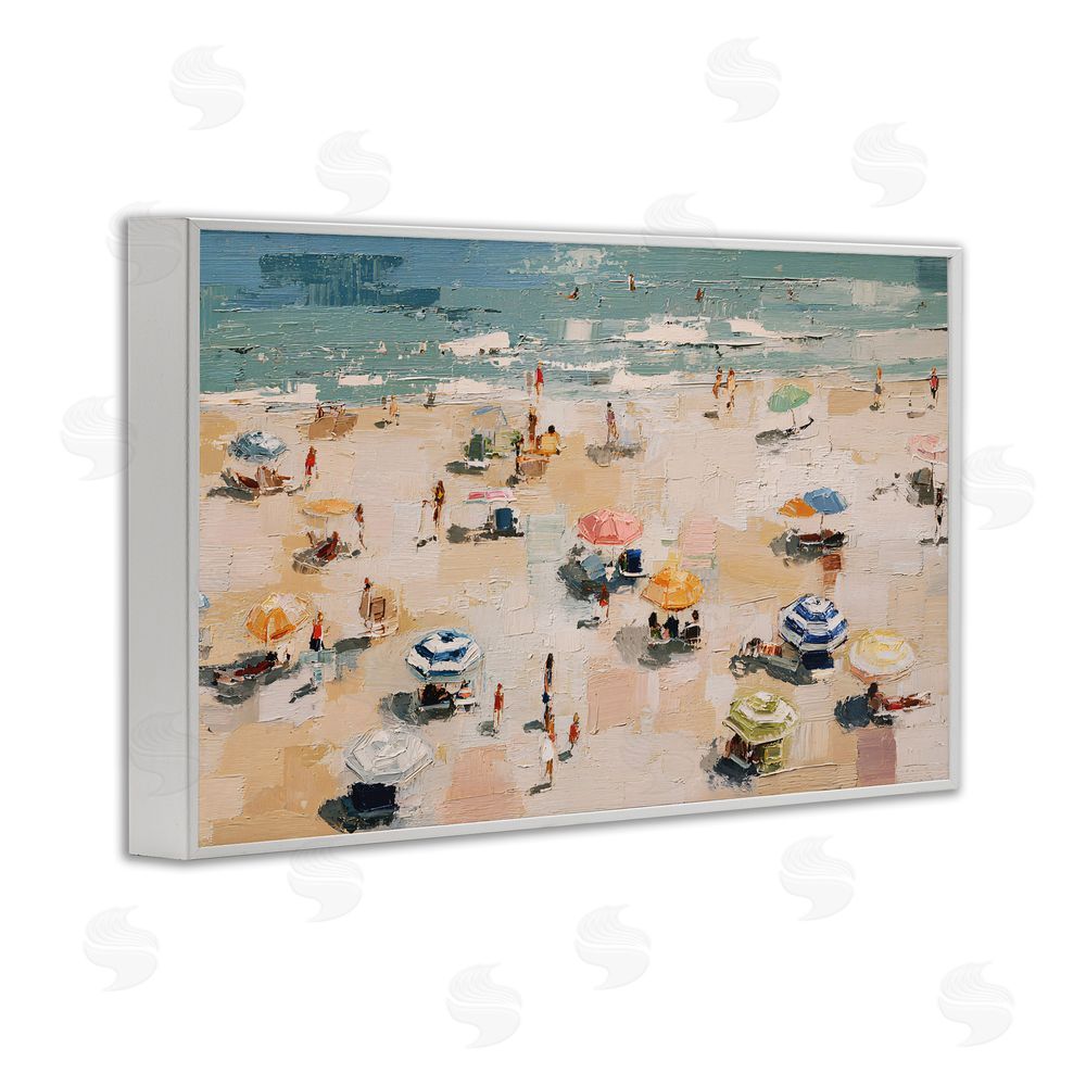 Jacky Ngan Summer Beachgoers Expression White Framed Giclee Wall Art Print