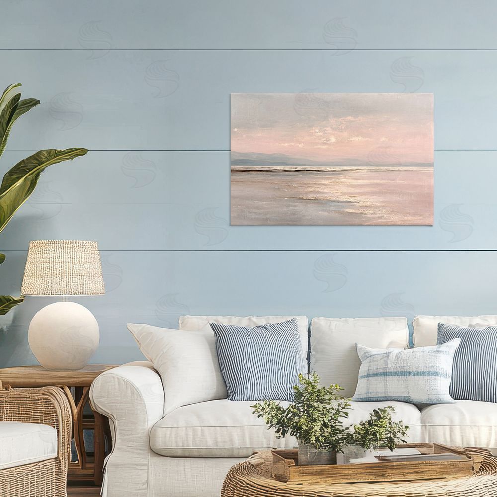 Jacky Ngan Vast Blush Seascape Stretched Canvas Wall Art in Room