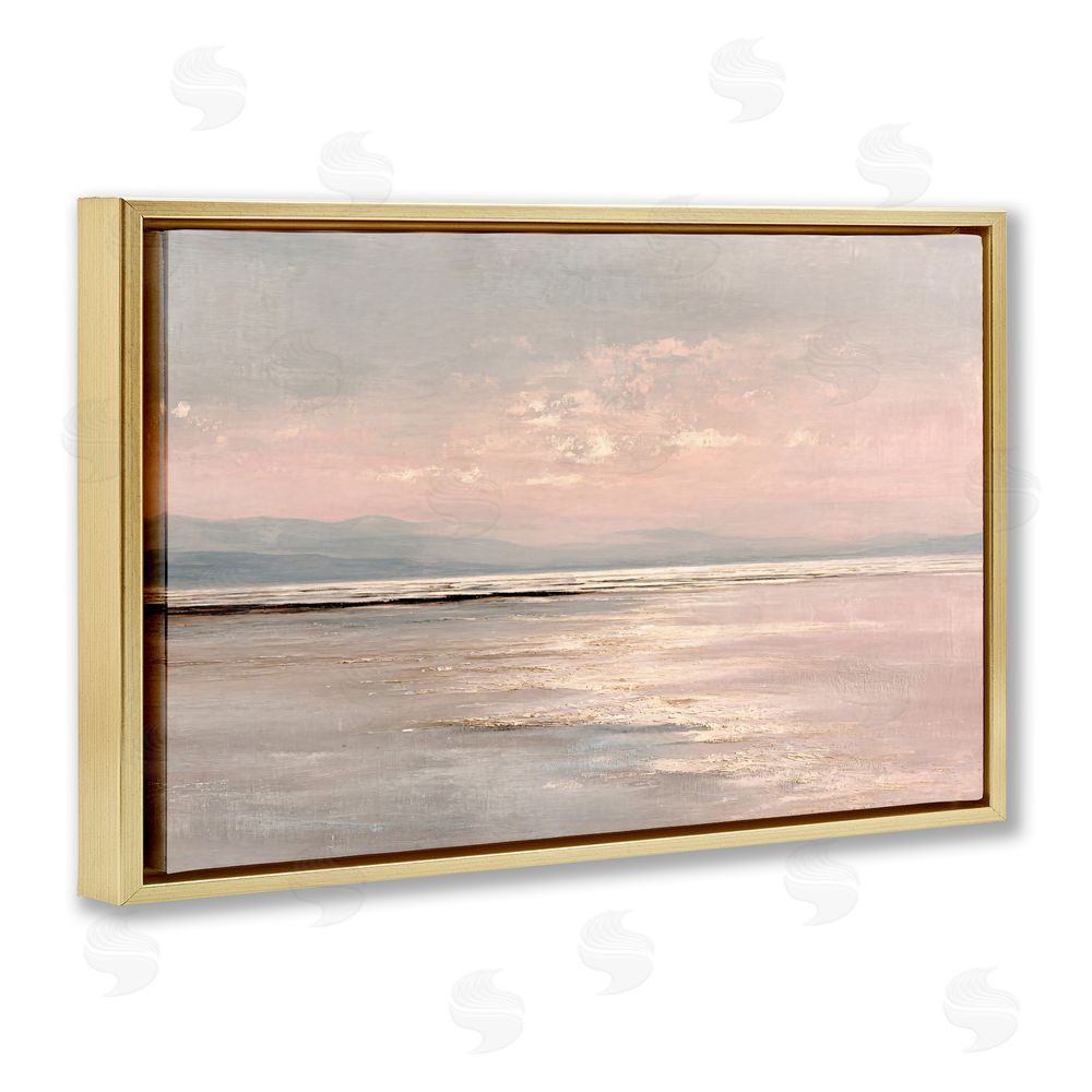 Jacky Ngan Vast Blush Seascape Gold Floating Frame Canvas Wall Art Print