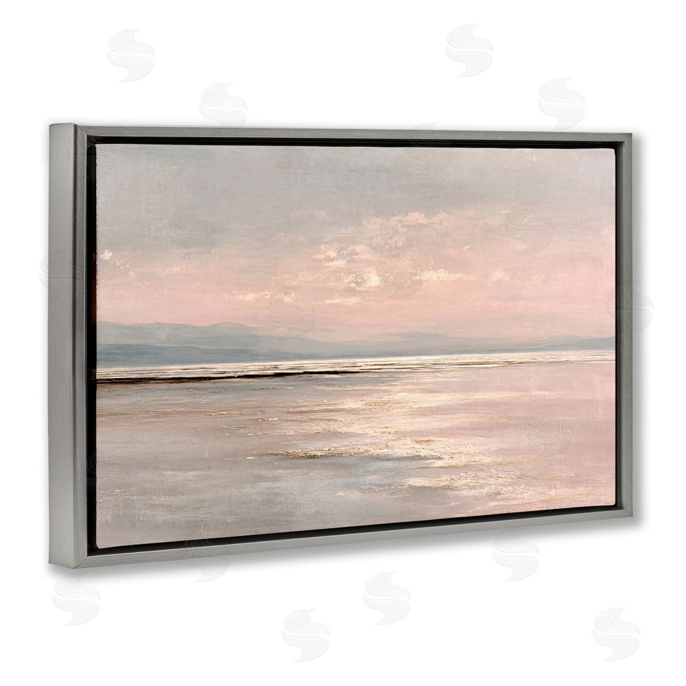 Jacky Ngan Vast Blush Seascape Gray Floating Frame Canvas Wall Art Print