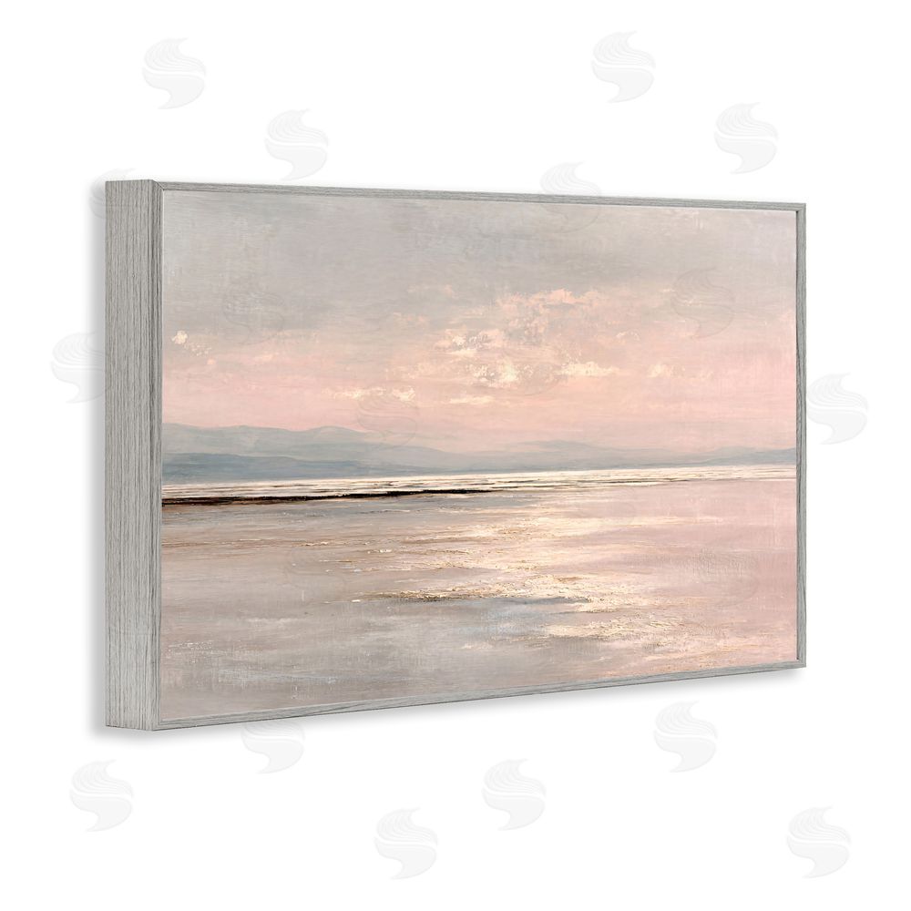 Jacky Ngan Vast Blush Seascape Gray Framed Giclee Wall Art Print