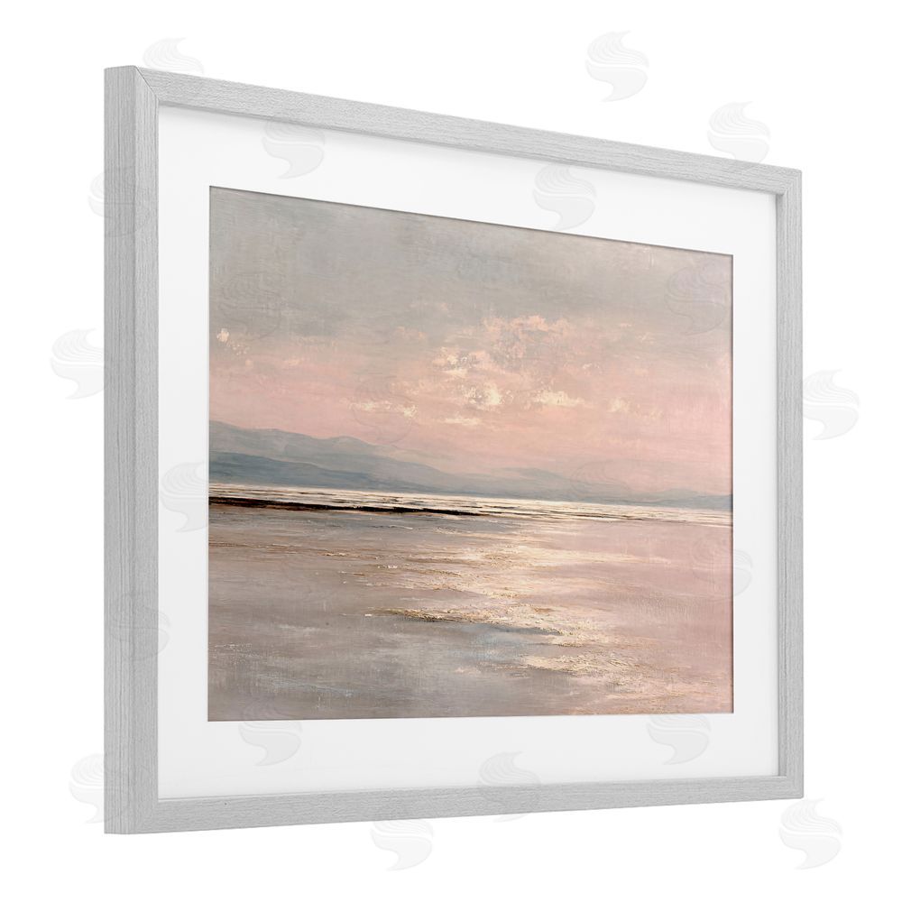 Jacky Ngan Vast Blush Seascape Gray Framed Print Under Glass Wall Art