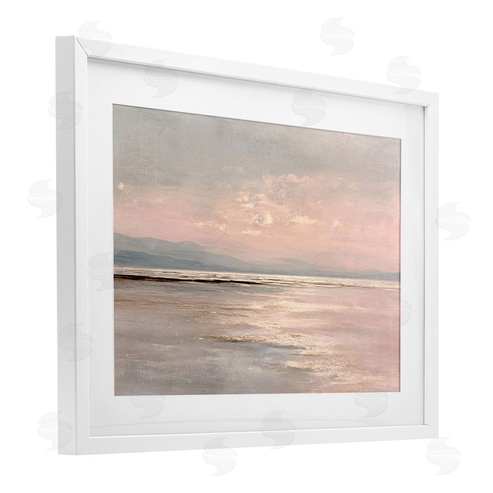 Jacky Ngan Vast Blush Seascape White Framed Print Under Glass Wall Art