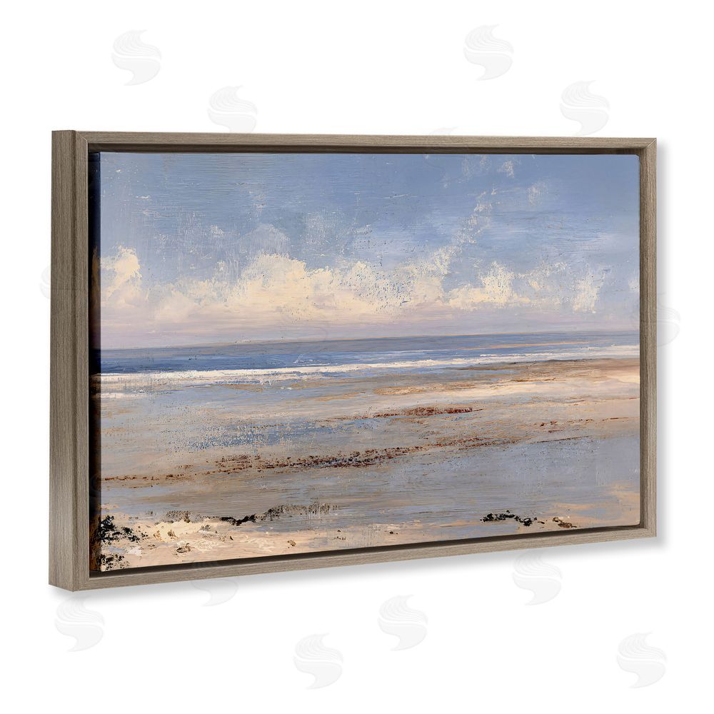 Jacky Ngan Rustic Ocean Horizon Impression Brown Floating Frame Canvas Wall Art Print