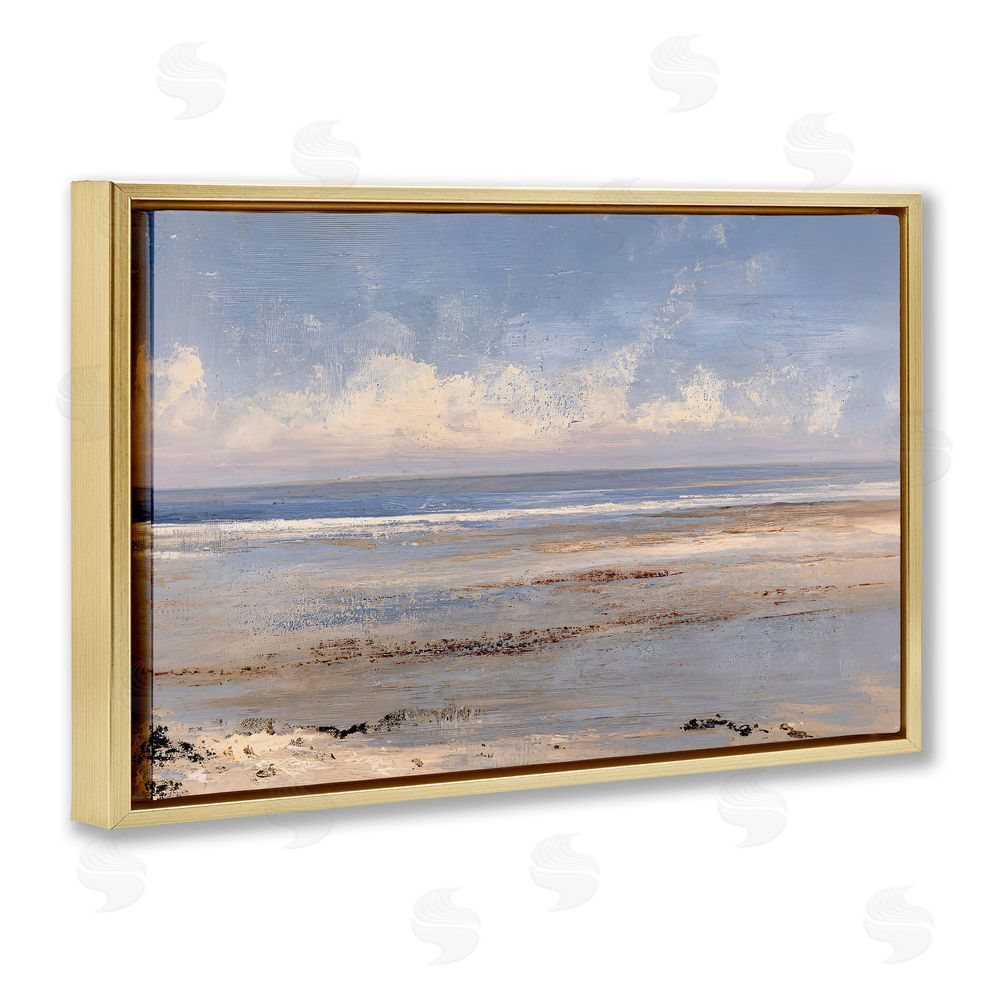 Jacky Ngan Rustic Ocean Horizon Impression Gold Floating Frame Canvas Wall Art Print