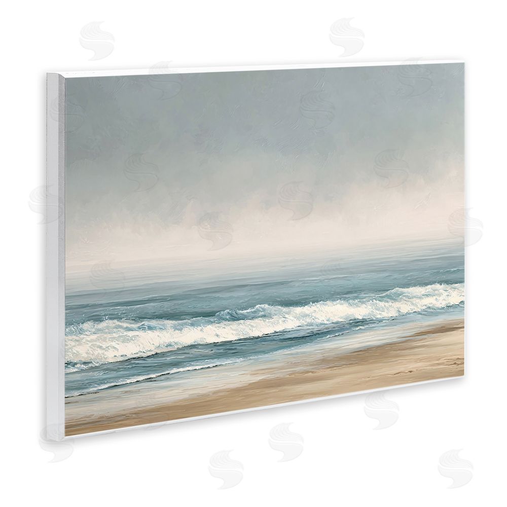 Jacky Ngan Tranquil Mist Beachscape Wooden Wall Plaque Art Print