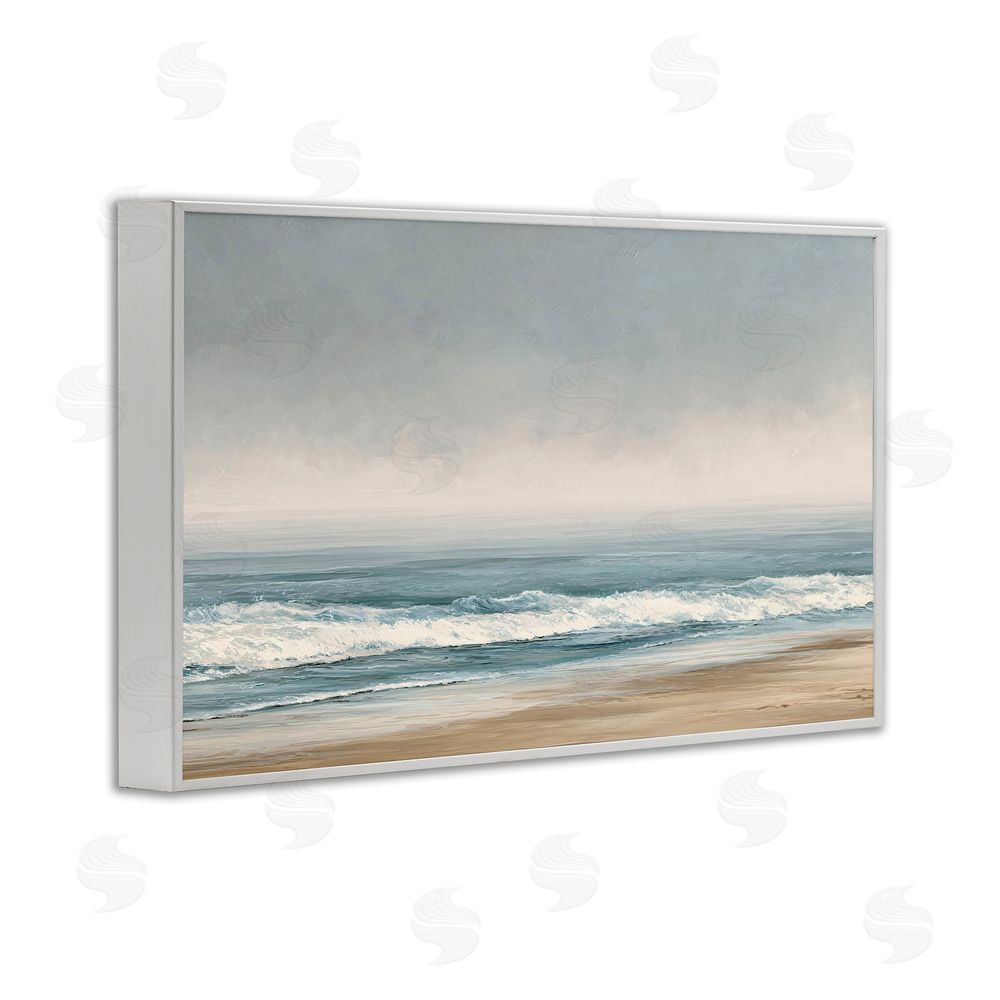 Jacky Ngan Tranquil Mist Beachscape White Framed Giclee Wall Art Print