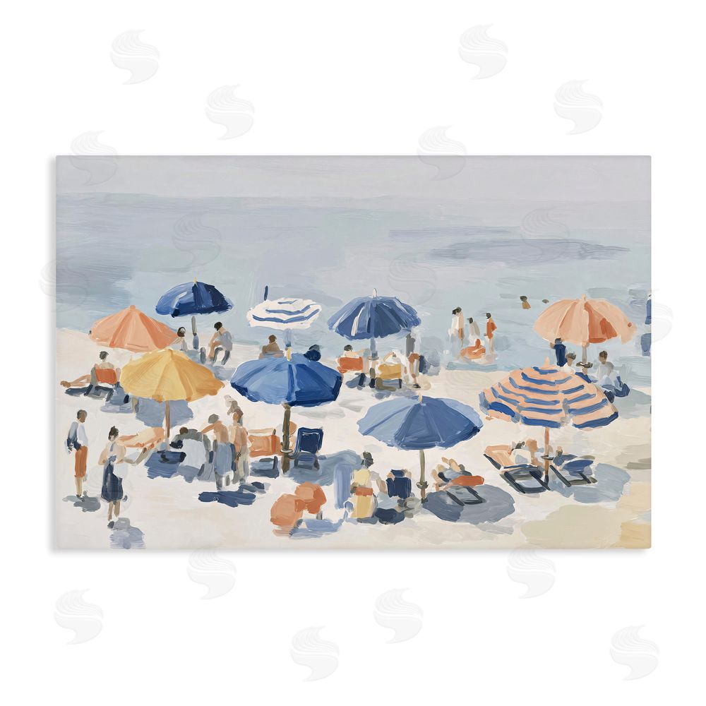 Jacky Ngan Summer Fun Beach Crowd Stretched Canvas Wall Art Print