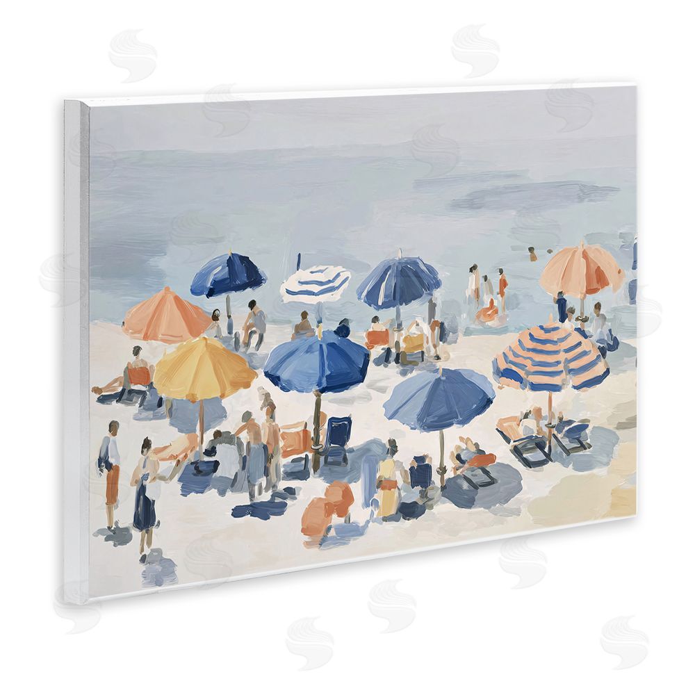 Jacky Ngan Summer Fun Beach Crowd Wooden Wall Plaque Art Print