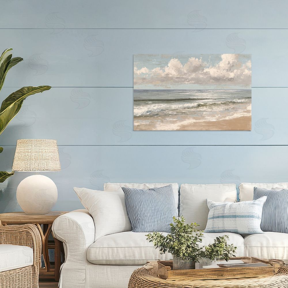Jacky Ngan Distressed Beach Horizon Stretched Canvas Wall Art in Room