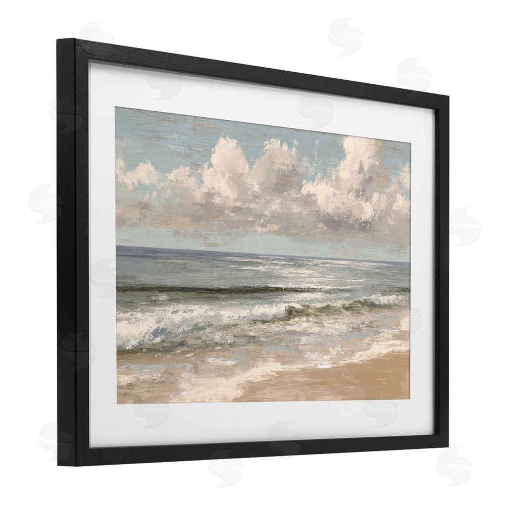 Jacky Ngan Distressed Beach Horizon Black Framed Print Under Glass Wall Art