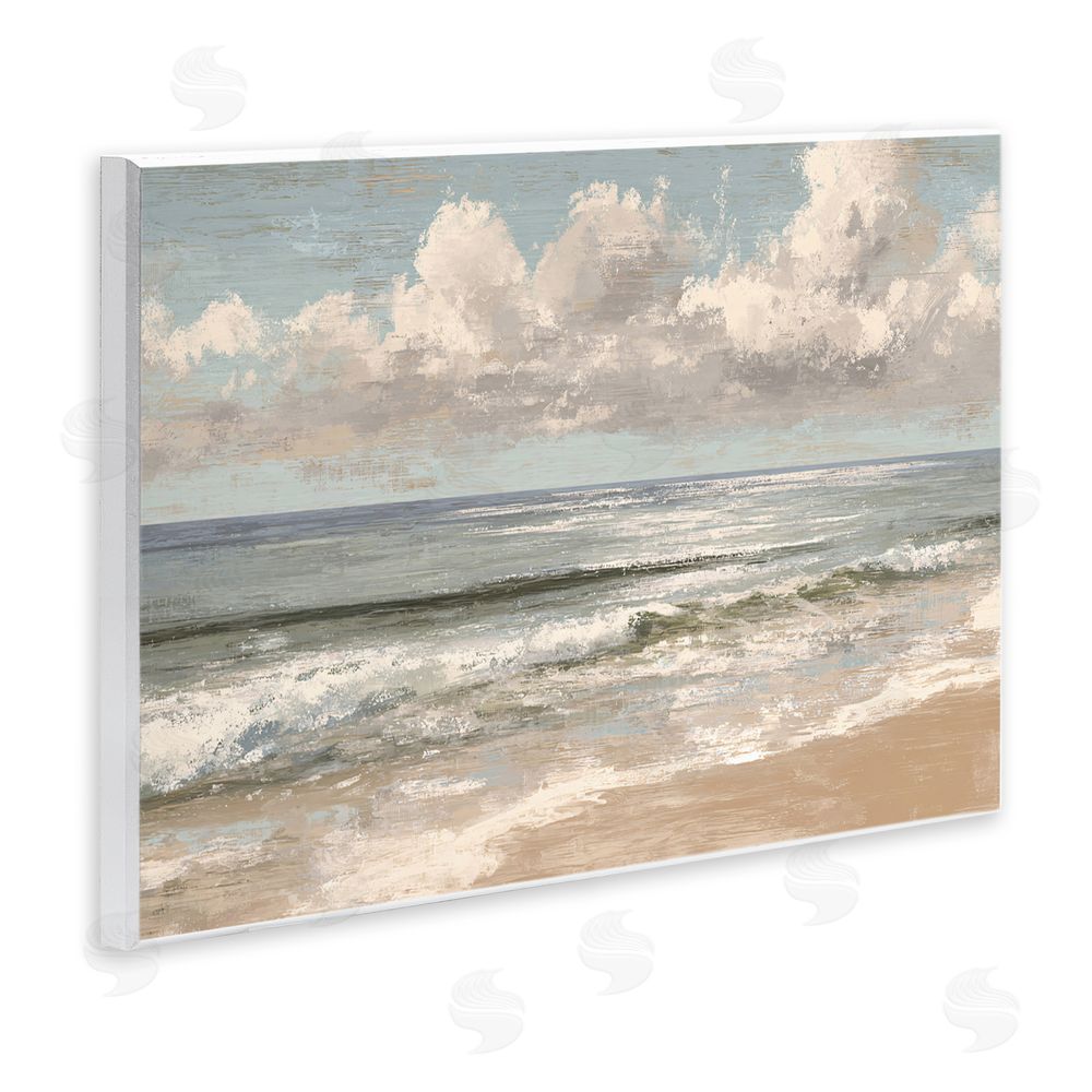 Jacky Ngan Distressed Beach Horizon Wooden Wall Plaque Art Print