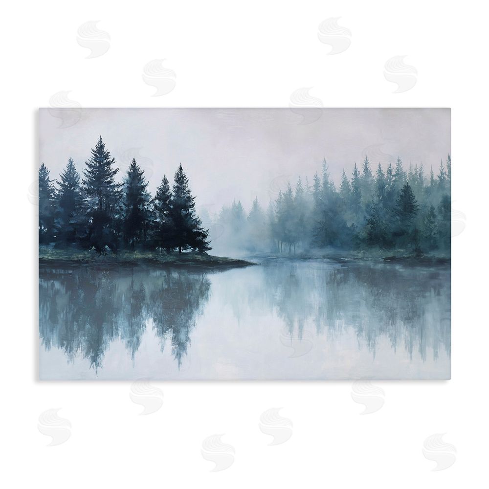 Jacky Ngan Indigo Tree Reflections Stretched Canvas Wall Art Print