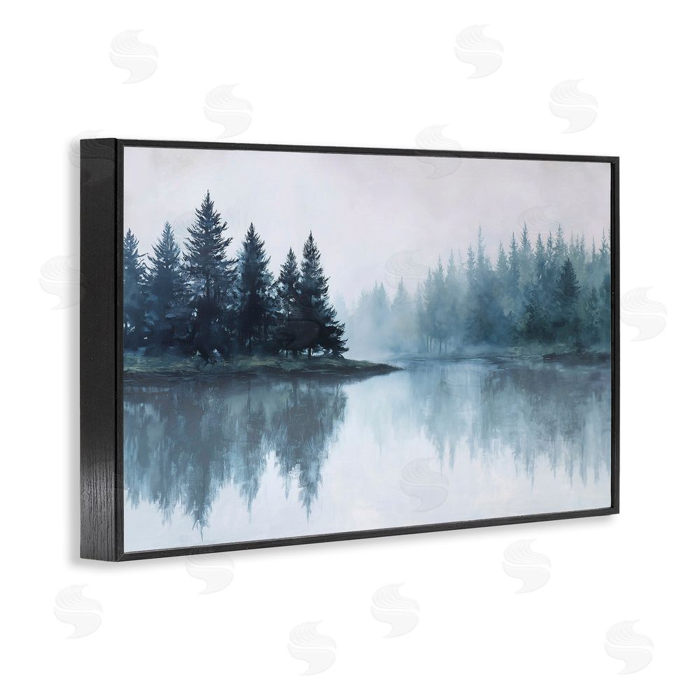 Jacky Ngan Indigo Tree Reflections Black Framed Giclee Wall Art Print