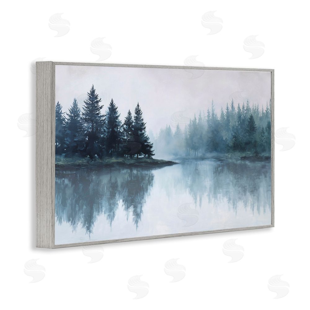 Jacky Ngan Indigo Tree Reflections Gray Framed Giclee Wall Art Print