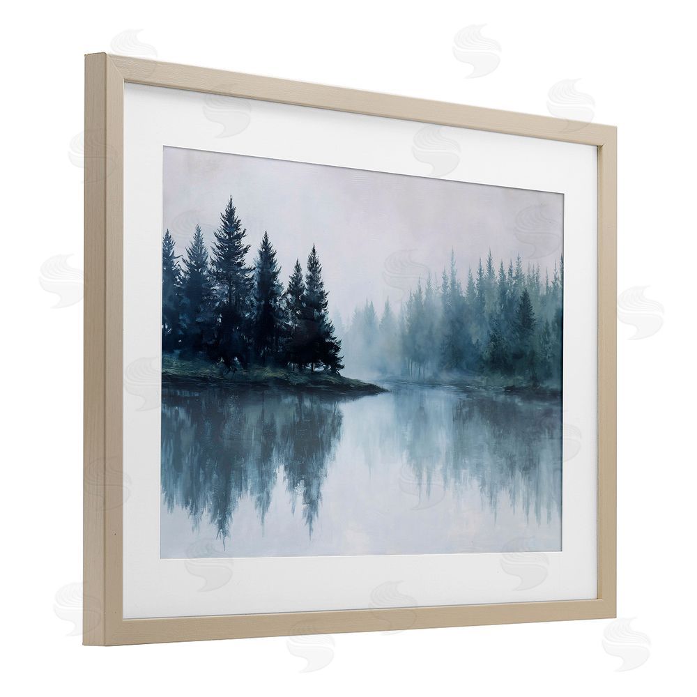 Jacky Ngan Indigo Tree Reflections Brown Framed Print Under Glass Wall Art