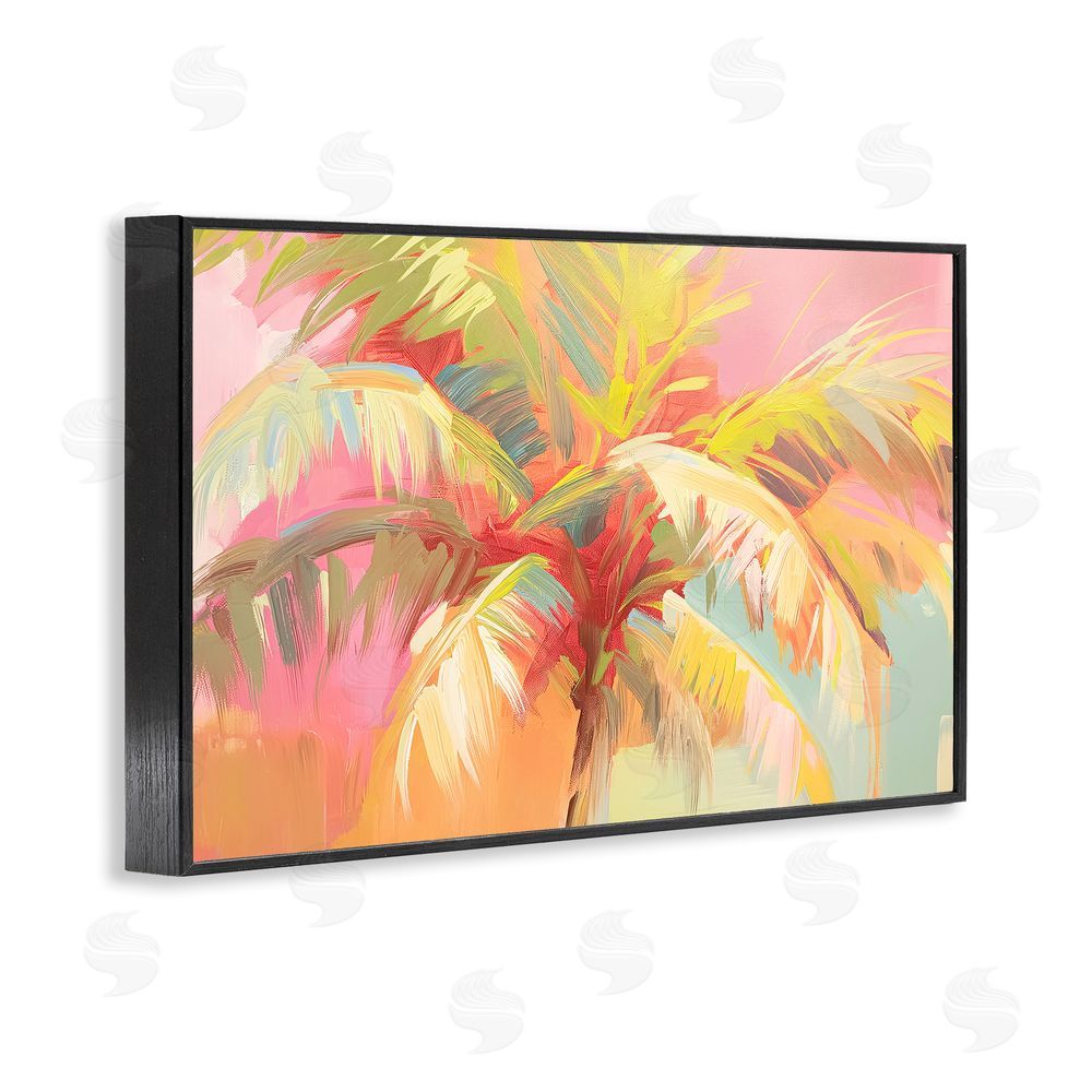 Jacky Ngan Warm Palm Leaf Impressions Black Framed Giclee Wall Art Print