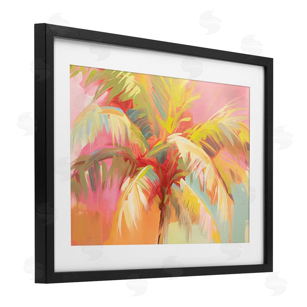 Jacky Ngan Warm Palm Leaf Impressions Black Framed Print Under Glass Wall Art